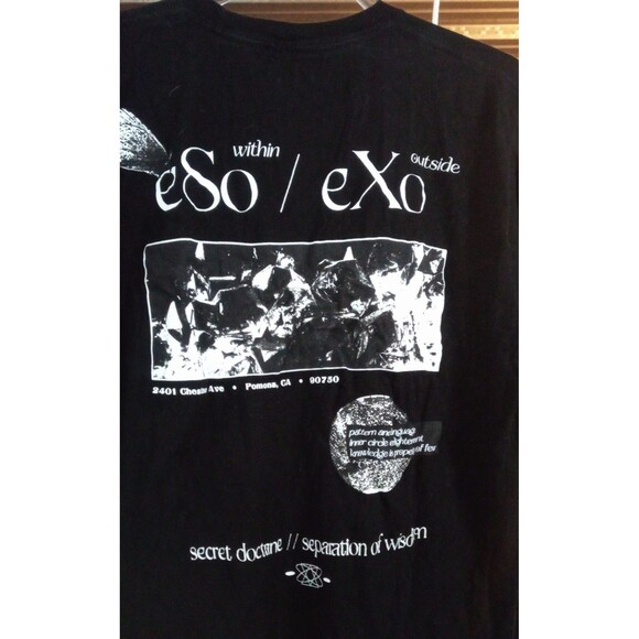 Dravus Men's Large Black Short Sleeve ESO EXO California Double Sided Tee Note - Picture 4 of 5